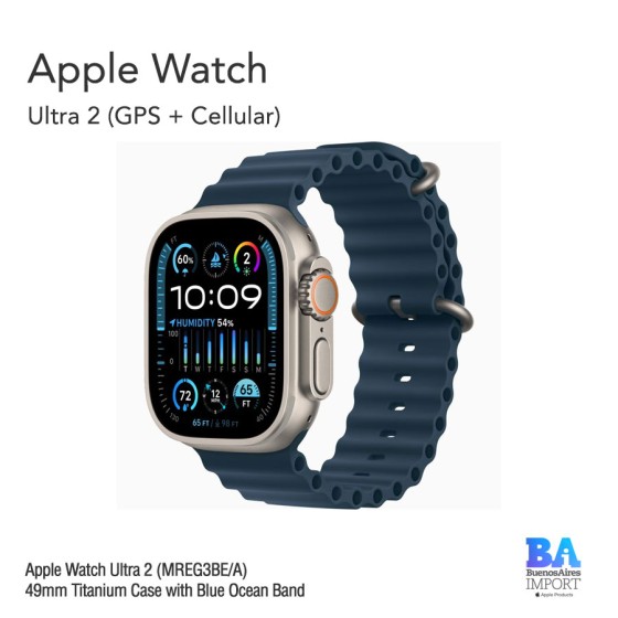 Apple Watch Ultra 2 (MREG3BE/A)  49mm Titanium Case with Blue Ocean Band