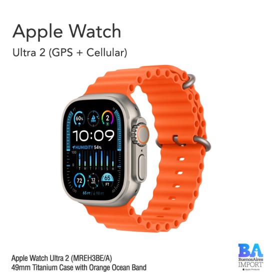 Apple Watch Ultra 2 (MREH3BE/A)  49mm Titanium Case with Orange Ocean Band
