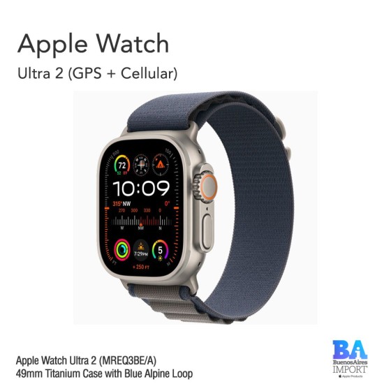 Apple Watch Ultra 2 (MREQ3BE/A) 49mm Titanium Case with Blue Alpine Loop
