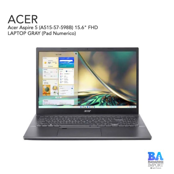 Acer Aspire 5 (A515-57-598B) 15.6" FHD LAPTOP GRAY (Pad Numerico)