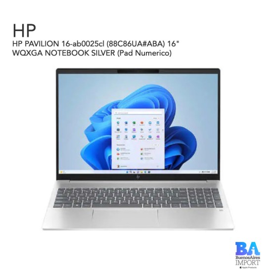 HP PAVILION 16-ab0025cl (88C86UA) 16" WQXGA NOTEBOOK SILVER (Pad Numerico)
