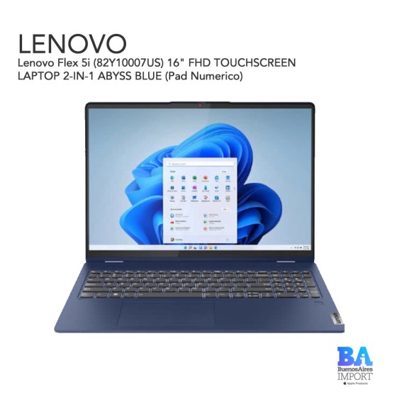 Lenovo Flex 5i (82Y10007US) 16" FHD TOUCHSCREEN LAPTOP 2-IN-1 ABYSS BLUE (Pad...