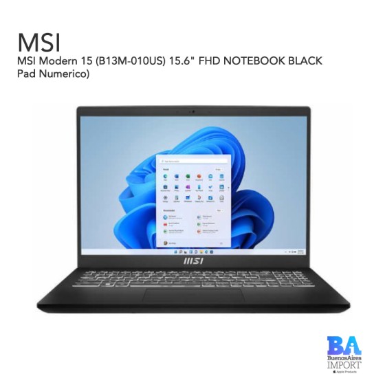 MSI Modern 15 (B13M-010US) 15.6" FHD NOTEBOOK BLACK (Pad Numerico)