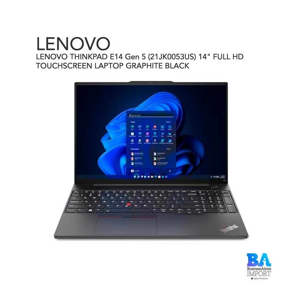 LENOVO THINKPAD E14 Gen 5 (21JK0053US)  14" FULL HD TOUCHSCREEN LAPTOP GRAPHITE BLACK