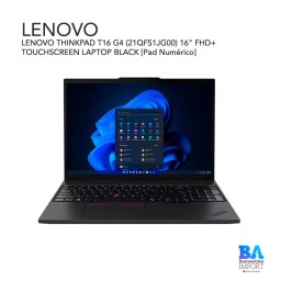 LENOVO THINKPAD T16 G4 (21QFS1JG00) 16" FHD+ TOUCHSCREEN LAPTOP BLACK [Pad Numérico]