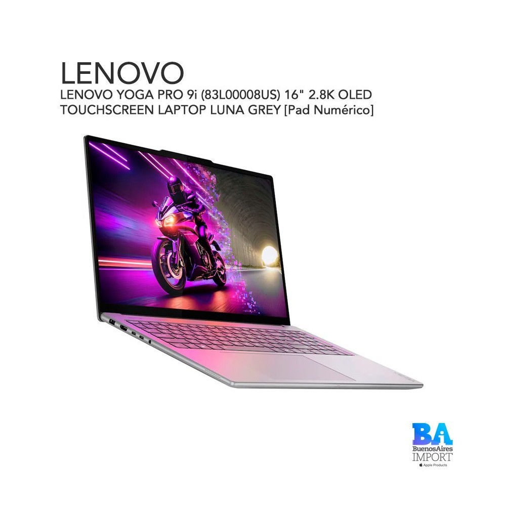 LENOVO YOGA PRO 9i (83L00008US) 16" 2.8K OLED TOUCHSCREEN LAPTOP LUNA GREY [Pad Numérico]