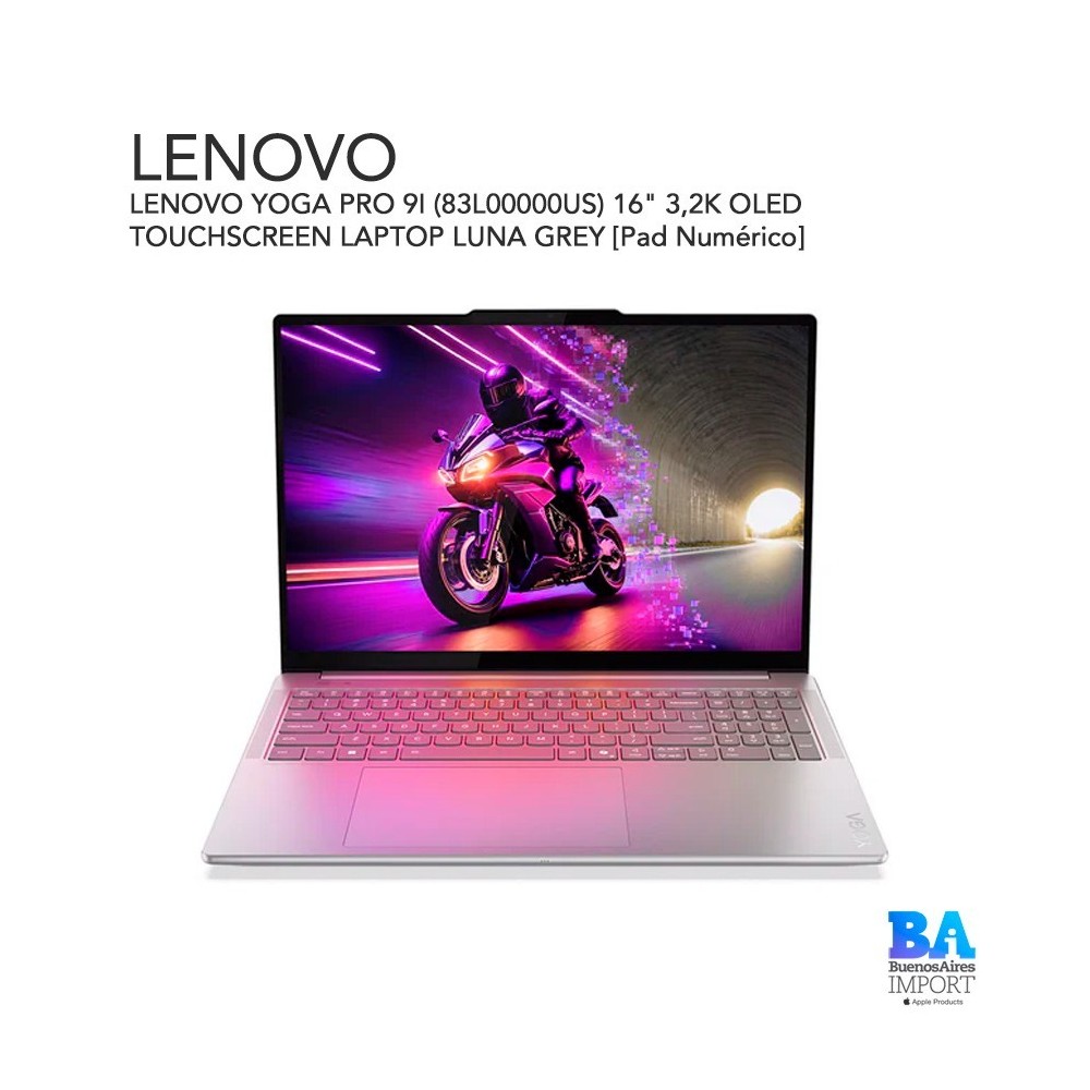 LENOVO YOGA PRO 9I (83L00000US) 16" 3,2K OLED TOUCHSCREEN LAPTOP LUNA GREY [Pad Numérico]