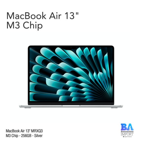 MacBook Air 13.6" [MRXQ3] M3 Chip - 8GB UM - 256 GB - Silver