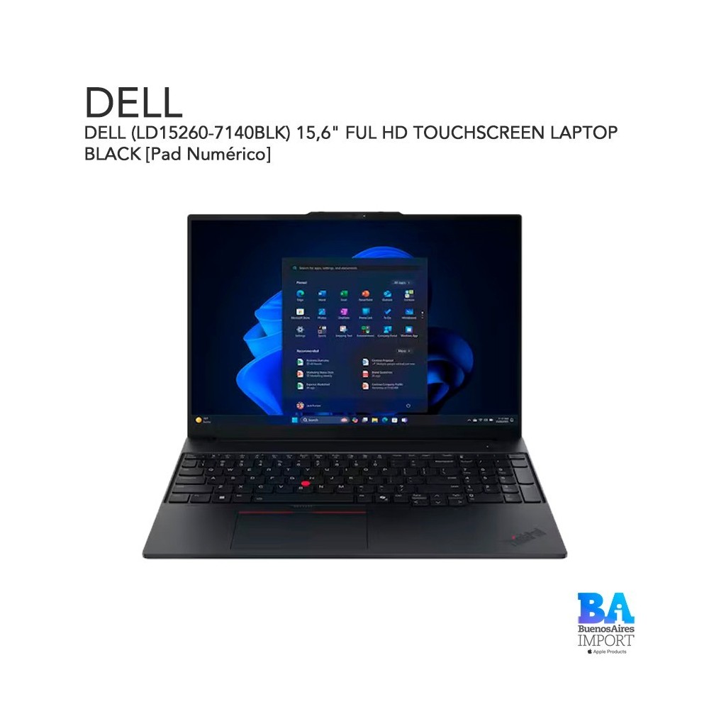 DELL (LD15260-7140BLK) 15,6" FUL HD TOUCHSCREEN LAPTOP BLACK [Pad Numérico]