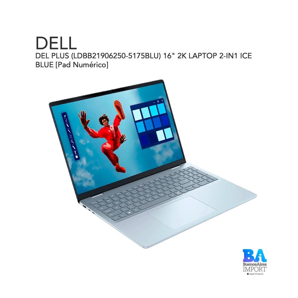 DEL PLUS (LDBB21906250-5175BLU) 16" 2K LAPTOP 2-IN1 ICE BLUE [Pad Numérico]