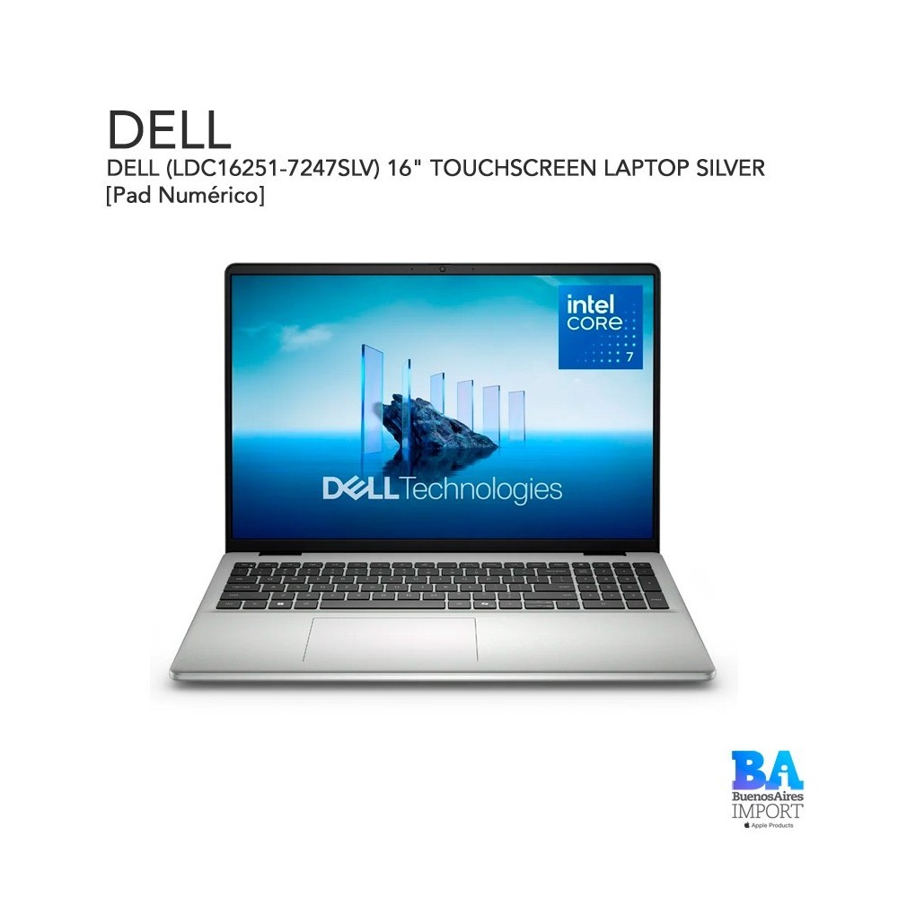 DELL (LDC16251-7247SLV) 16" TOUCHSCREEN LAPTOP SILVER [Pad Numérico]