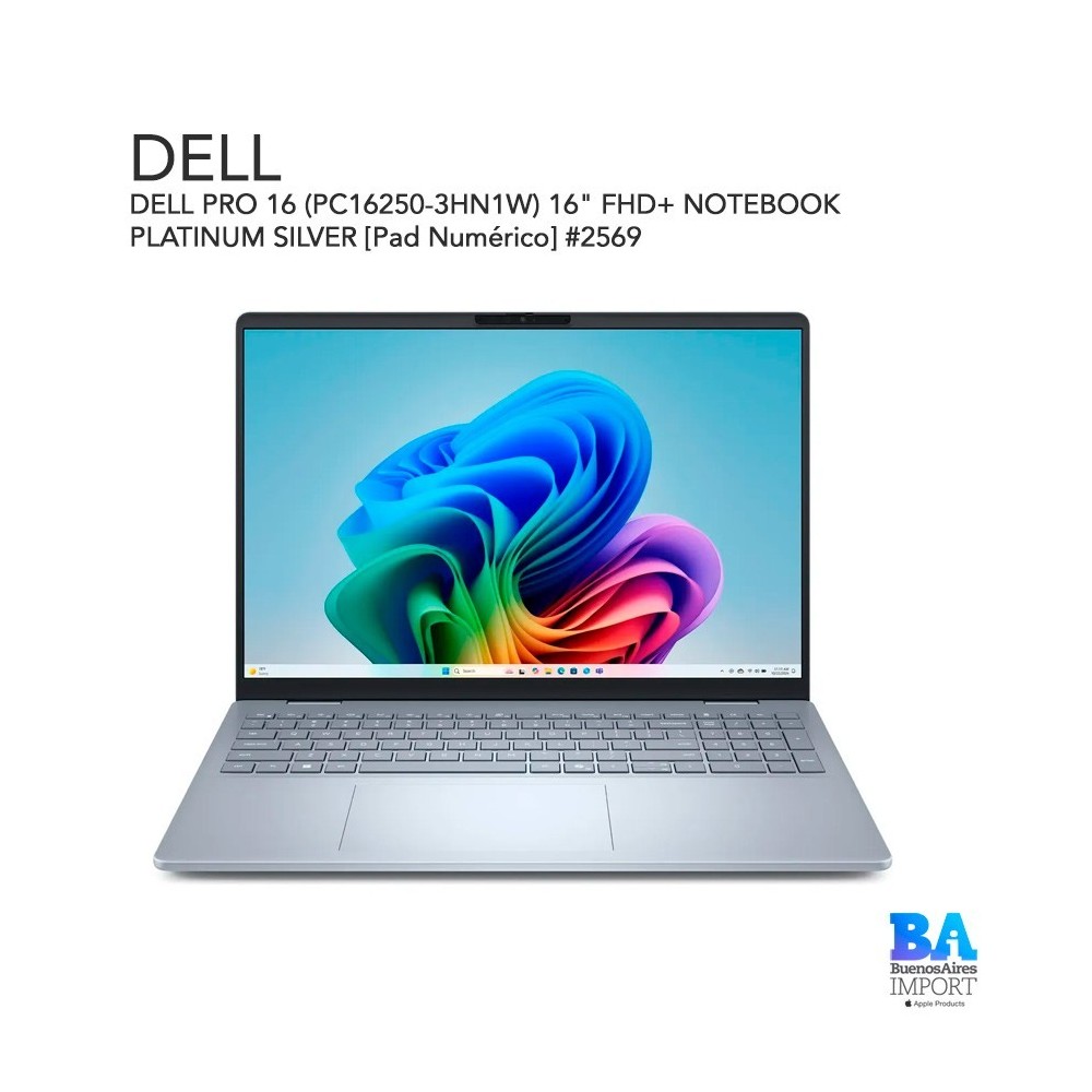 DELL PRO 16 (PC16250-3HN1W) 16" FHD+ NOTEBOOK PLATINUM SILVER [Pad Numérico]