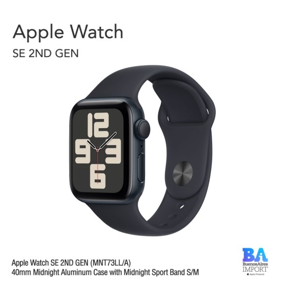 Apple Watch SE 2ND GEN (MNT73LL/A)  40mm Midnight Aluminum Case with Midnight...