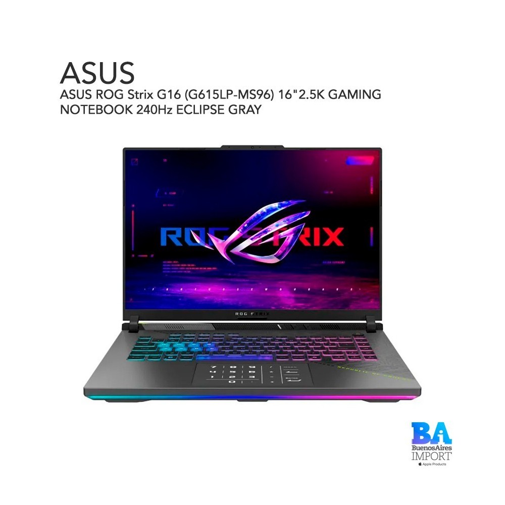 ASUS ROG Strix G16 (G615LP-MS96) 16"2.5K GAMING NOTEBOOK 240Hz ECLIPSE GRAY