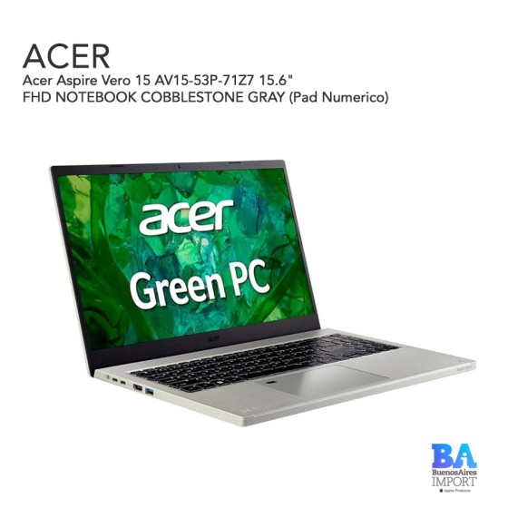 Acer Aspire Vero 15 AV15-53P-71Z7 15.6" FHD NOTEBOOK COBBLESTONE GRAY (Pad...