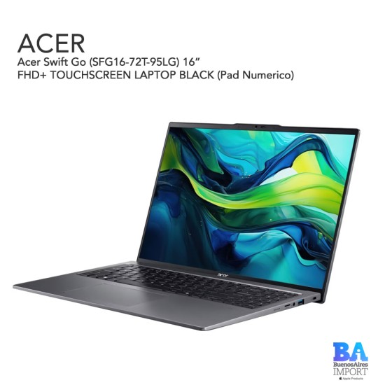 Acer Swift Go (SFG16-72T-95LG) 16” FHD+ TOUCHSCREEN LAPTOP BLACK (Pad Numerico)