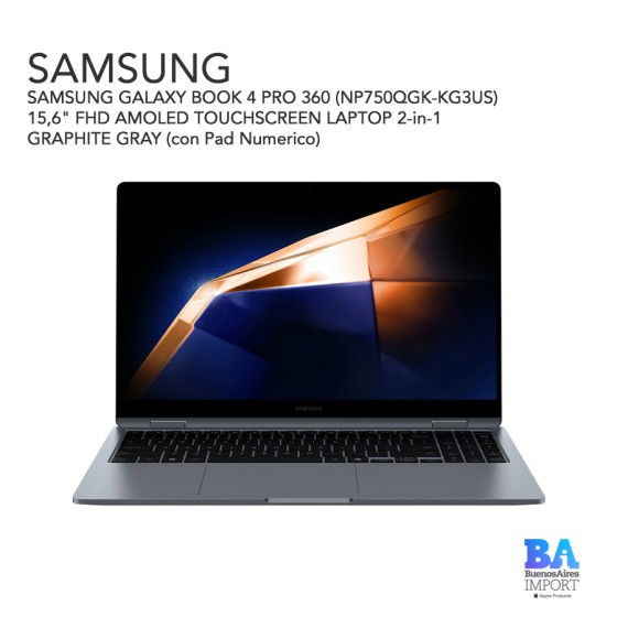 SAMSUNG GALAXY BOOK 4 PRO 360 (NP750QGK-KG3US) 15,6" FHD AMOLED TOUCHSCREEN...