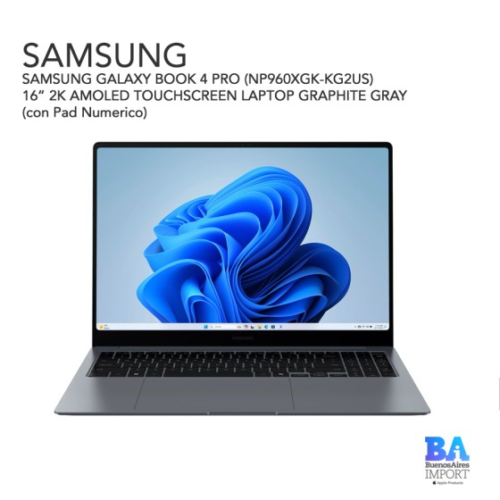 SAMSUNG GALAXY BOOK 4 PRO (NP960XGK-KG2US)16” 2K AMOLED TOUCHSCREEN LAPTOP...