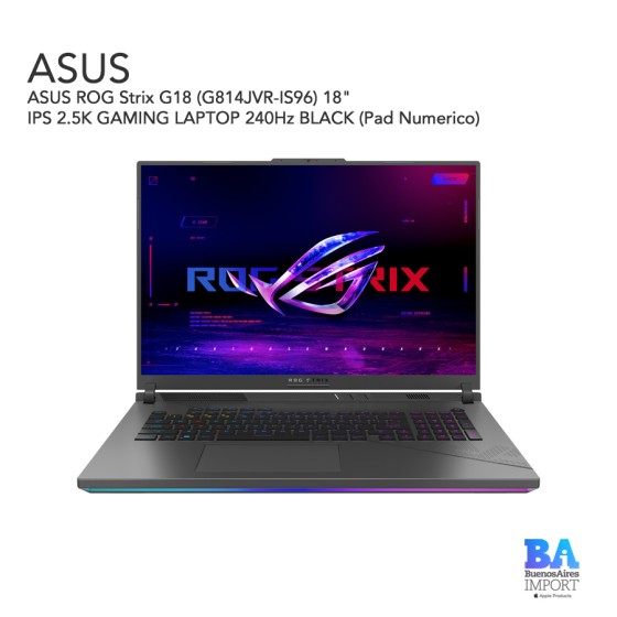 ASUS ROG Strix G18 (G814JVR-IS96) 18" IPS 2.5K GAMING LAPTOP 240Hz BLACK (Pad...