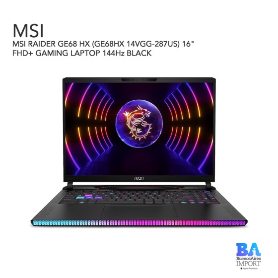 MSI RAIDER GE68 HX (GE68HX 14VGG-287US) 16" FHD+ GAMING LAPTOP 144Hz BLACK