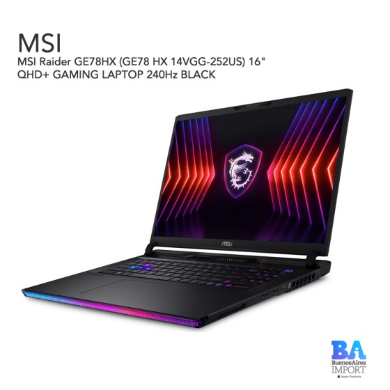 MSI Raider GE78HX (GE78 HX 14VGG-252US) 16" QHD+ GAMING LAPTOP 240Hz BLACK