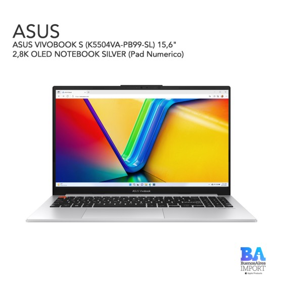 ASUS VIVOBOOK S (K5504VA-PB99-SL) 15,6" 2,8K OLED NOTEBOOK SILVER (Pad Numerico)