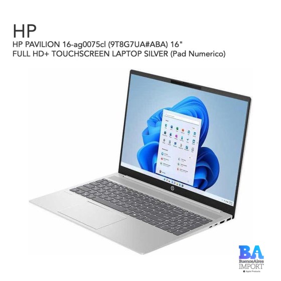 HP PAVILION 16-ag0075cl (9T8G7UA) 16" FULL HD+ TOUCHSCREEN LAPTOP SILVER (Pad...