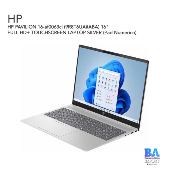 HP PAVILION 16-af0063cl (9R8T6UA) 16" FULL HD+ TOUCHSCREEN LAPTOP SILVER (Pad...