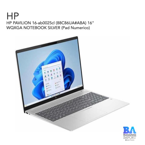 HP PAVILION 16-ab0025cl (88C86UA) 16" WQXGA NOTEBOOK SILVER (Pad Numerico)