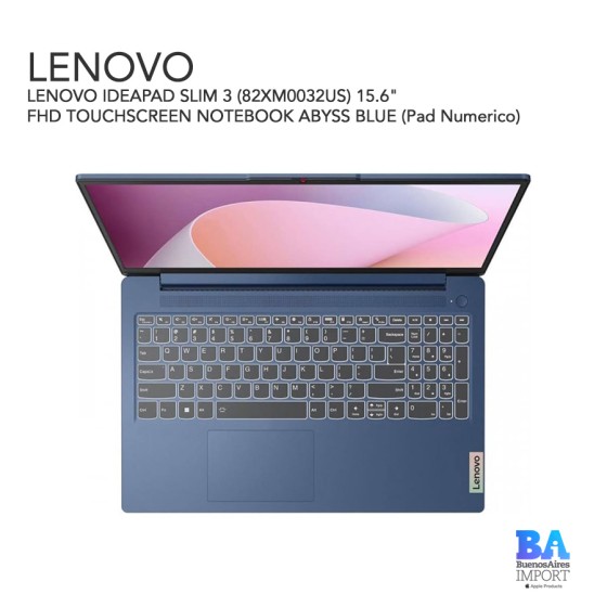 LENOVO IDEAPAD SLIM 3 (82XM0032US) 15.6" FHD TOUCHSCREEN NOTEBOOK ABYSS BLUE...