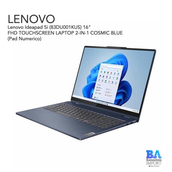 Lenovo Ideapad 5i (83DU001KUS) 16" FHD TOUCHSCREEN LAPTOP 2-IN-1 COSMIC BLUE...