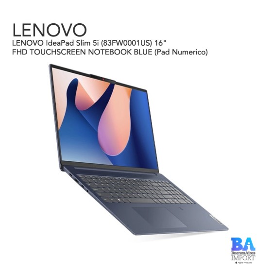 LENOVO IdeaPad Slim 5i (83FW0001US) 16" FHD TOUCHSCREEN NOTEBOOK BLUE (Pad...