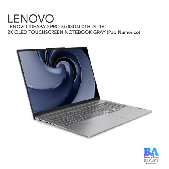 LENOVO IDEAPAD PRO 5i (83D4001HUS) 16" 2K OLED TOUCHSCREEN NOTEBOOK GRAY (Pad...