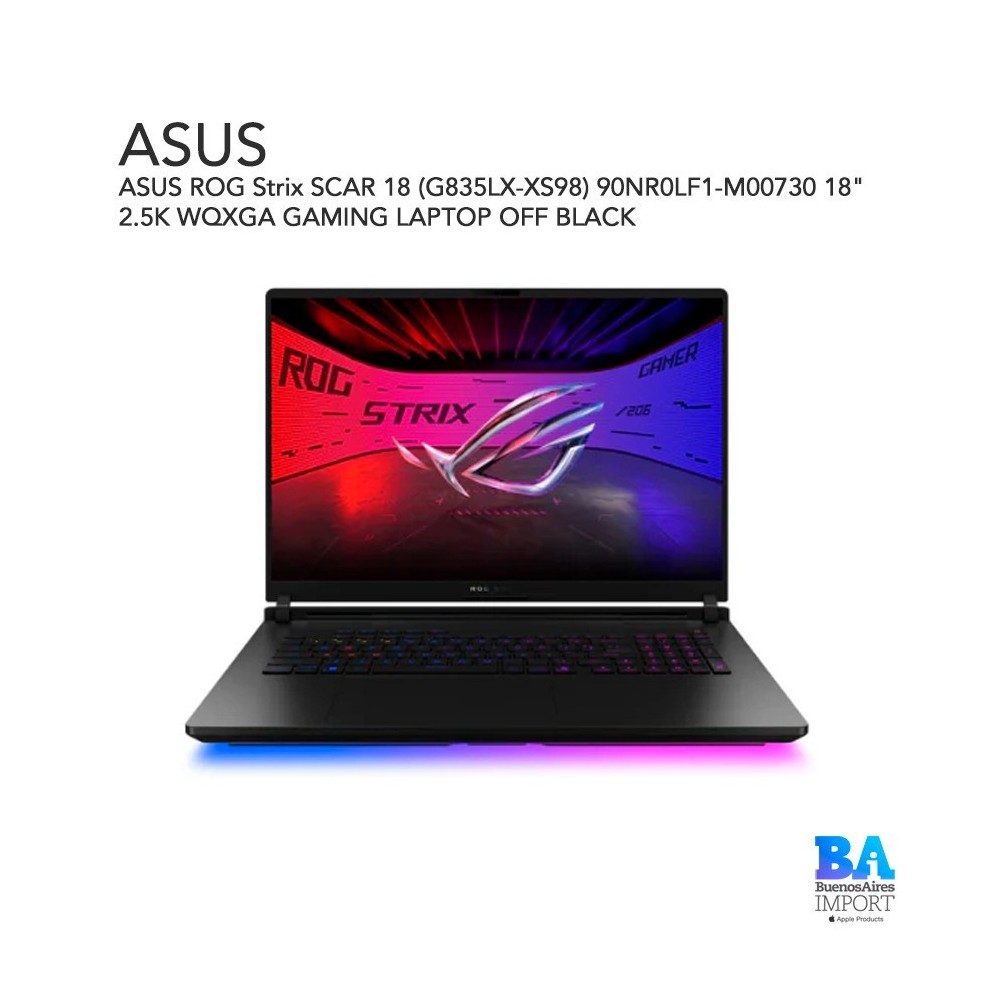 ASUS ROG Strix SCAR 18 (G835LX-XS98) 90NR0LF1-M00730 18" 2.5K WQXGA GAMING LAPTOP OFF BLACK