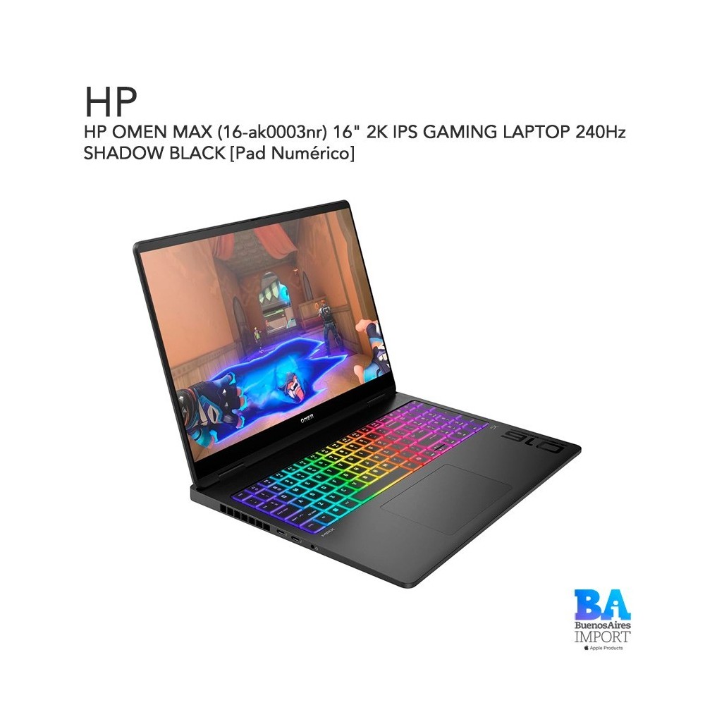 HP OMEN MAX (16-ak0003nr) 16" 2K IPS GAMING LAPTOP 240Hz SHADOW BLACK [Pad Numérico]