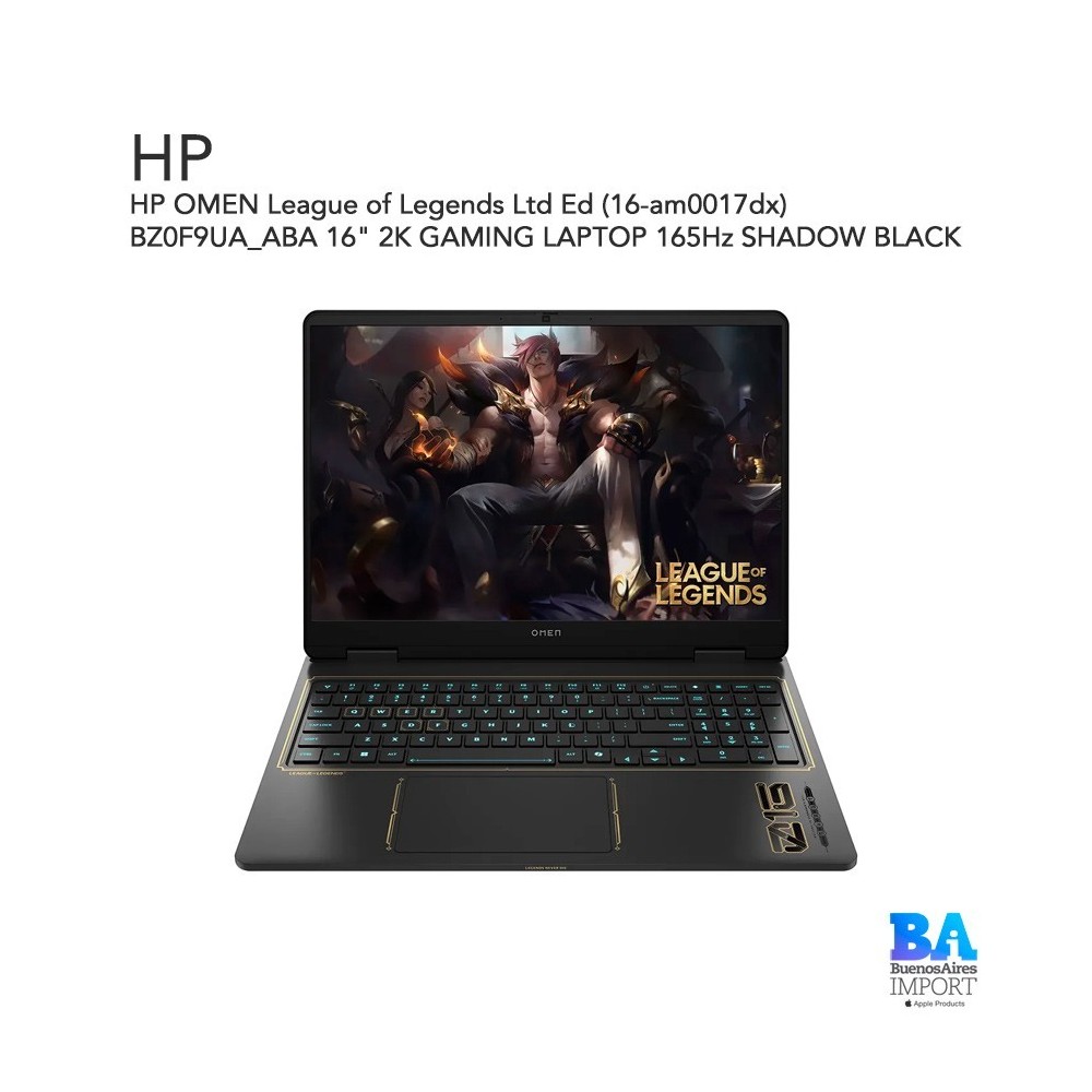 HP OMEN League of Legends Ltd Ed (16-am0017dx) BZ0F9UA_ABA 16" 2K GAMING LAPTOP 165Hz SHADOW BLACK