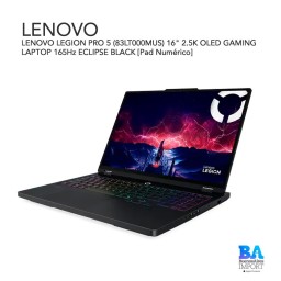 LENOVO LEGION PRO 5 (83LT000MUS) 16" 2.5K OLED GAMING LAPTOP 165Hz ECLIPSE BLACK [Pad Numérico]