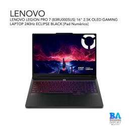 LENOVO LEGION PRO 7 (83RU0005US) 16"  2.5K OLED GAMING LAPTOP 240Hz ECLIPSE BLACK [Pad Numérico]