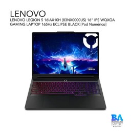 LENOVO LEGION 5 16IAX10H (83NX0000US) 16" IPS WQXGA GAMING LAPTOP 165Hz ECLIPSE BLACK [Pad Numérico]