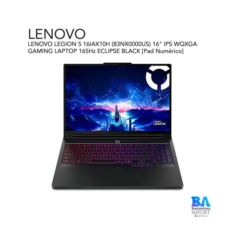 LENOVO LEGION 5 16IAX10H (83NX0000US) 16" IPS WQXGA GAMING LAPTOP 165Hz ECLIPSE BLACK [Pad Numérico]