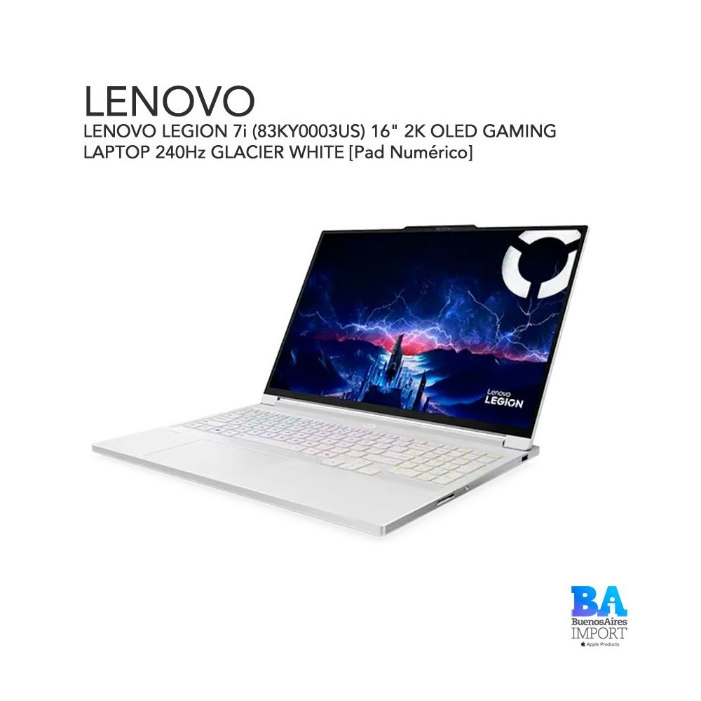 LENOVO LEGION 7i (83KY0003US) 16" 2K OLED GAMING LAPTOP 240Hz GLACIER WHITE [Pad Numérico]