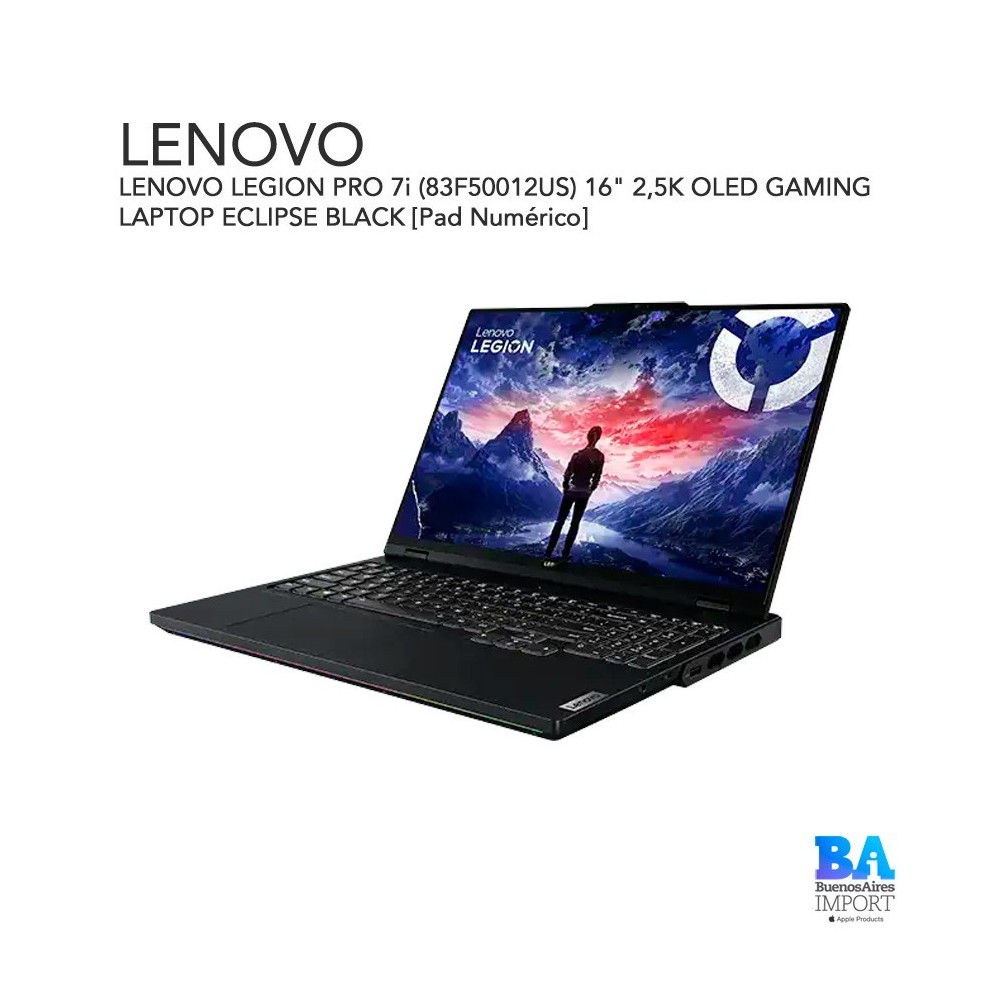 LENOVO LEGION PRO 7i (83F50012US) 16" 2,5K OLED GAMING LAPTOP ECLIPSE BLACK [Pad Numérico]