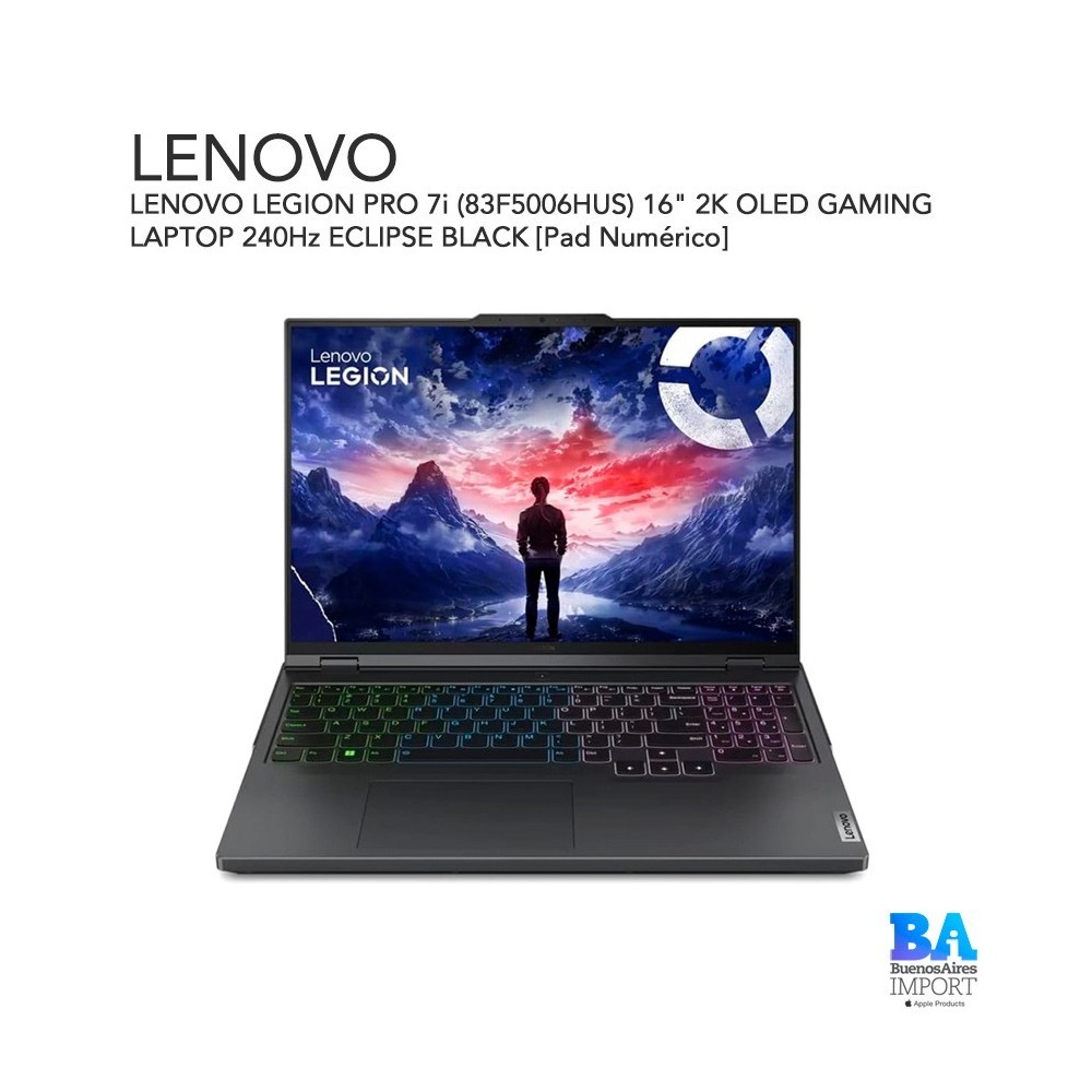 LENOVO LEGION PRO 7i (83F5006HUS) 16" 2K OLED GAMING LAPTOP 240Hz ECLIPSE BLACK [Pad Numérico]
