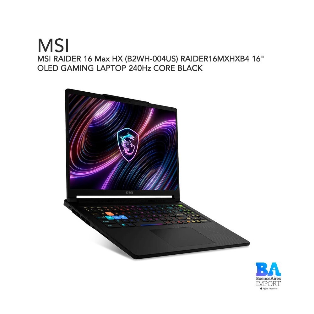 MSI RAIDER 16 Max HX (B2WH-004US) RAIDER16MXHXB4 16" OLED GAMING LAPTOP 240Hz  CORE BLACK