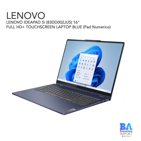 LENOVO IDEAPAD 5i (83DD002JUS) 16" FULL HD+ TOUCHSCREEN LAPTOP BLUE (Pad...