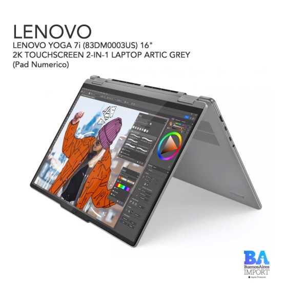 LENOVO YOGA 7i (83DM0003US) 16" 2K TOUCHSCREEN 2-IN-1 LAPTOP ARTIC GREY (Pad...