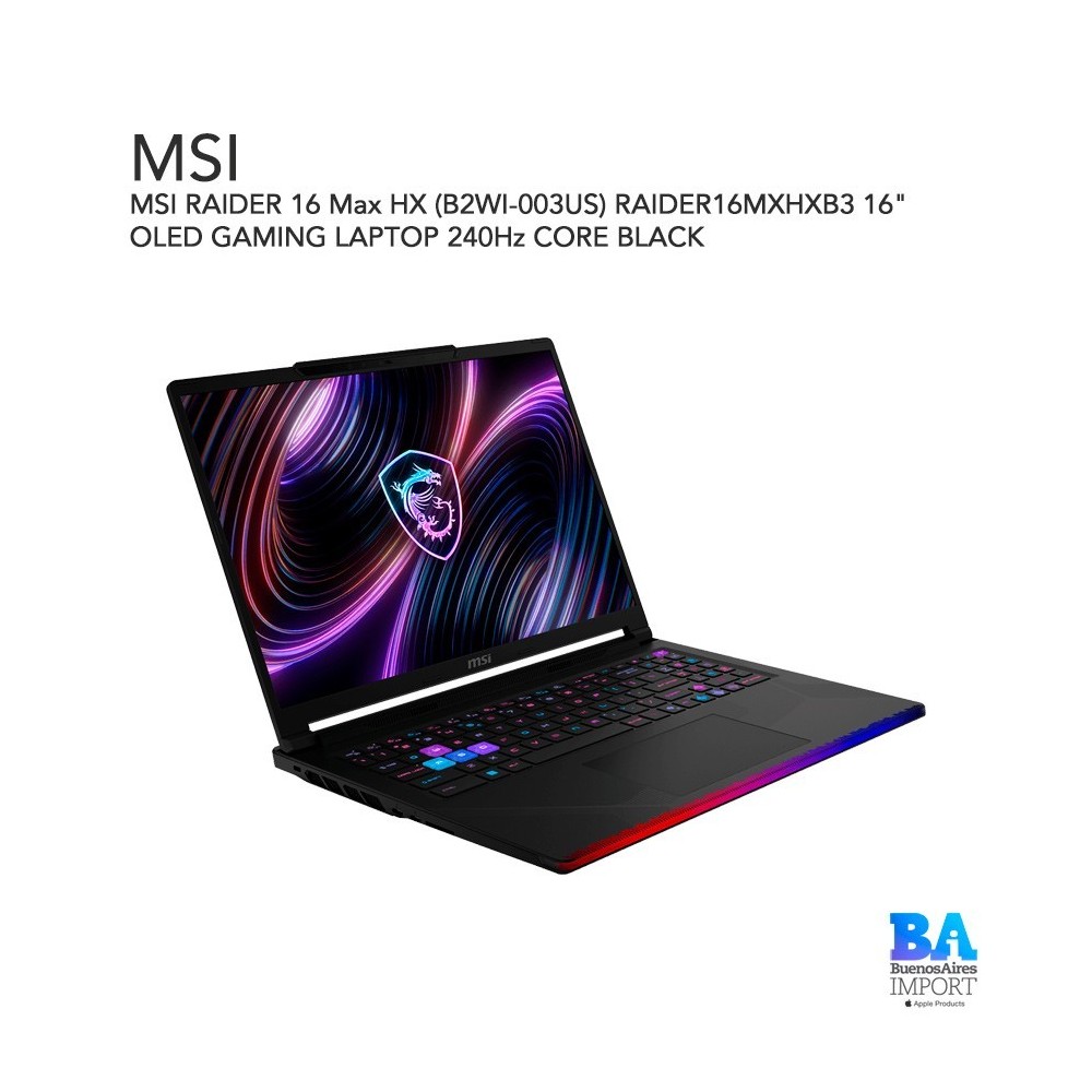 MSI RAIDER 16 Max HX (B2WI-003US) RAIDER16MXHXB3 16" OLED GAMING LAPTOP 240Hz  CORE BLACK
