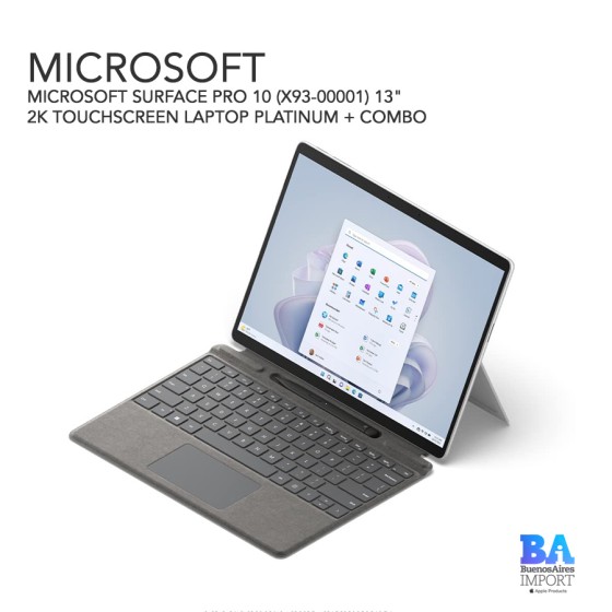 MICROSOFT SURFACE PRO 10 (X93-00001) 13" 2K TOUCHSCREEN LAPTOP PLATINUM + COMBO