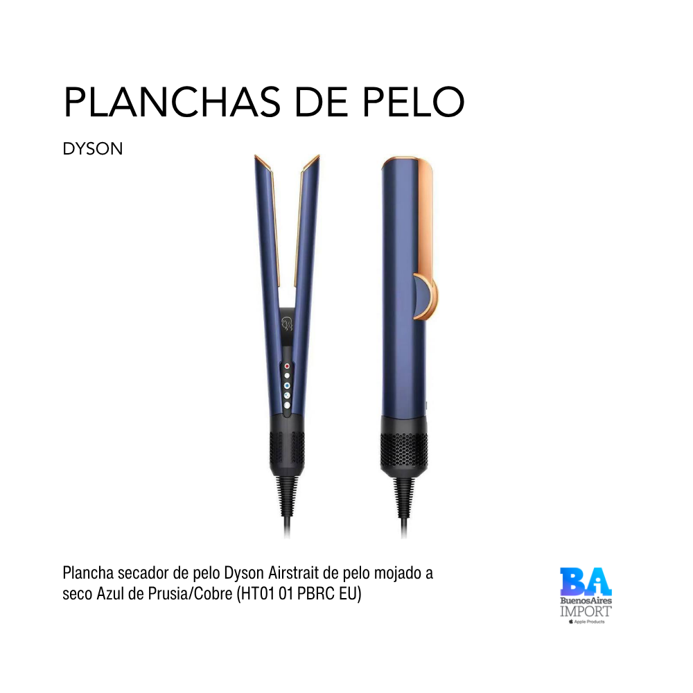 Plancha secador de pelo Dyson Airstrait de pelo mojado a seco Azul de Prusia/Cobre (HT01 01 PBRC EU)