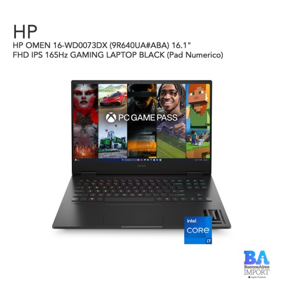 HP OMEN 16-WD0073DX (9R640UA) 16.1" FHD IPS 165Hz GAMING LAPTOP BLACK (Pad...